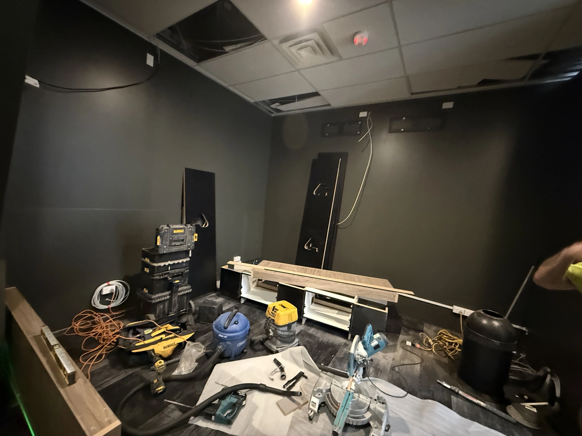 During stage detail work captured while the project is still in motion